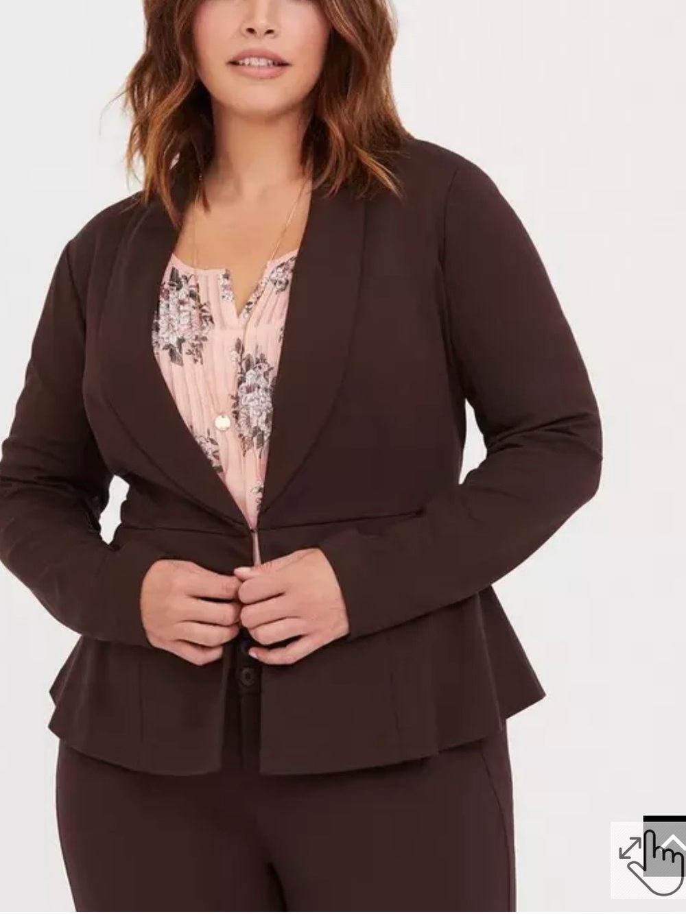 Torrid Studio Ponte Knit Stretch Brown Tailored Blazer Jacket size 1 (14/16)